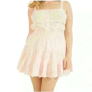 Guess Womens Tiered Eyelet Skirt Pink Roses Size Medium NWT